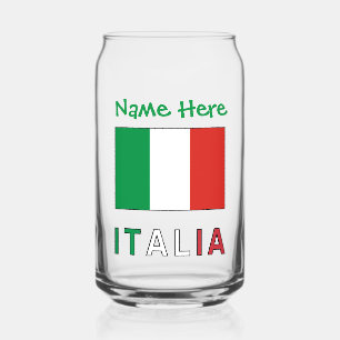 Italia e Bandiera Italiana Green Personalisation Can Glass