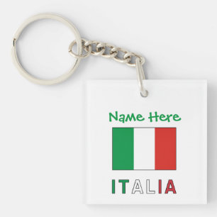 Italia e Bandiera Italiana Green Personalisation  Key Ring
