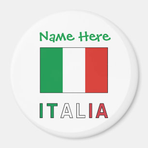 Italia e Bandiera Italiana Green Personalisation  Magnet