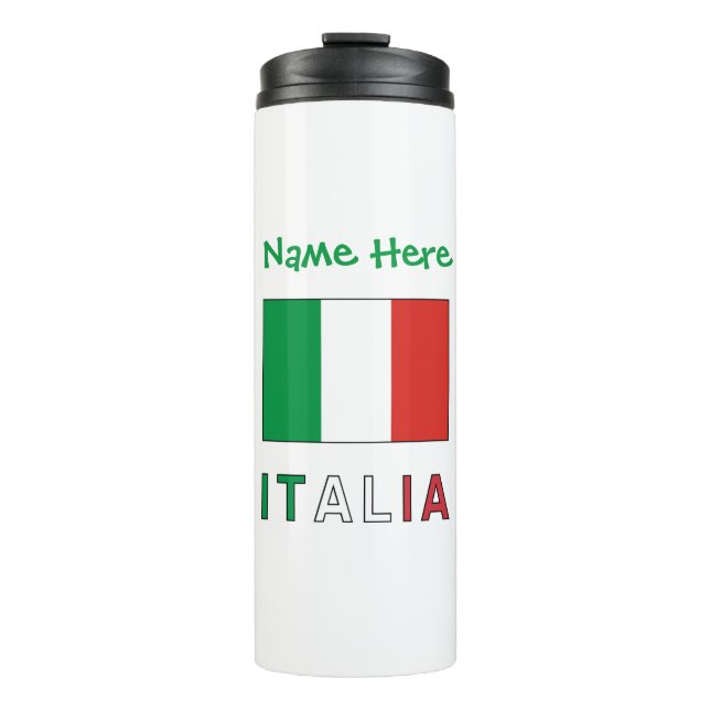 Italia e Bandiera Italiana Green Personalisation  Thermal Tumbler (Front)