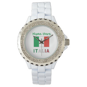 Italia e Bandiera Italiana Green Personalisation Watch