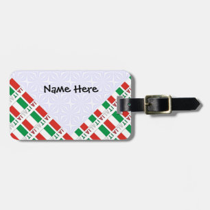 Italia e Bandiera Italiana Tiled Personalised Luggage Tag