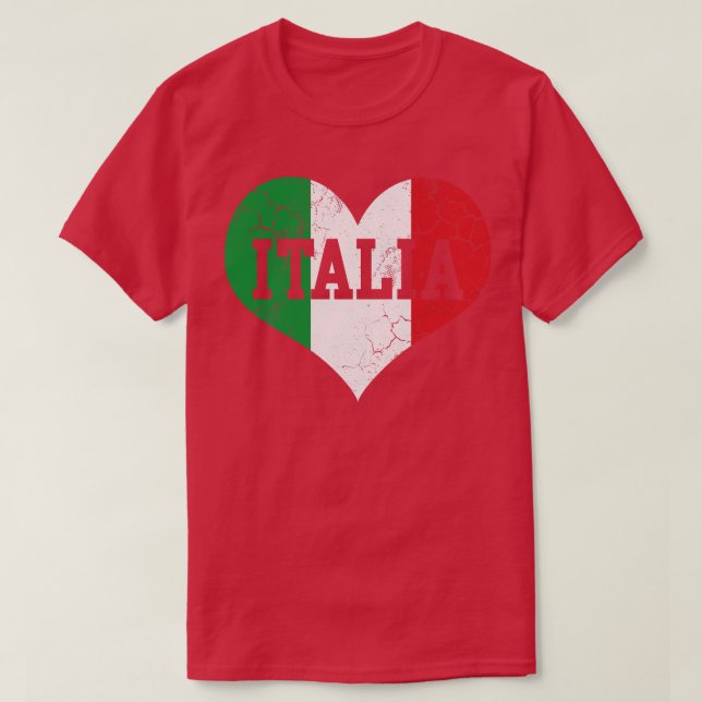 Italia Flag Heart Love Italy Italian T-Shirt (Design Front)