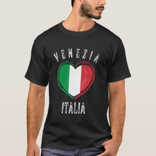 Italia Flag Heart Venezia City T-Shirt