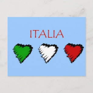 Italia hearts flag of Italy love Postcard