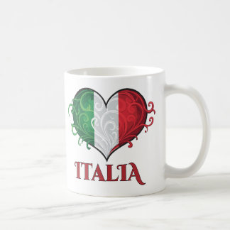 Italia Italian Flag Swirly Heart Coffee Mug