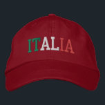 ITALIA Italy Flag Colours Green White and Red Embroidered Hat<br><div class="desc">ITALIA embroidered with Italian Flag Colours Green White and Red on Red cotton hat. Makes a wonderful gift for anybody who adores the beautiful country of Italy!</div>