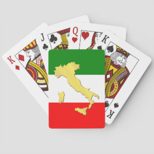 Italia Tricolore Gold Italy Map Italian Flag Playing Cards