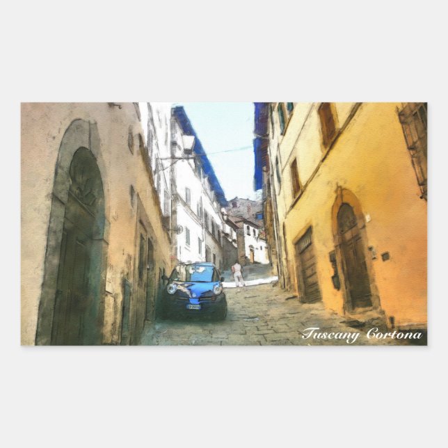 Italia Tuscany Cortona. Rectangular Sticker (Front)