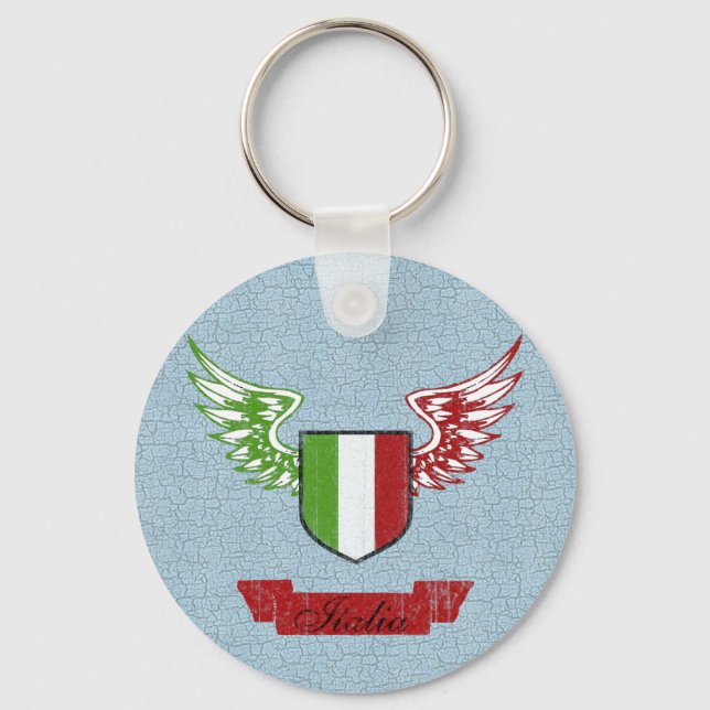 Italia Winged Vintage Flag Key Ring (Front)