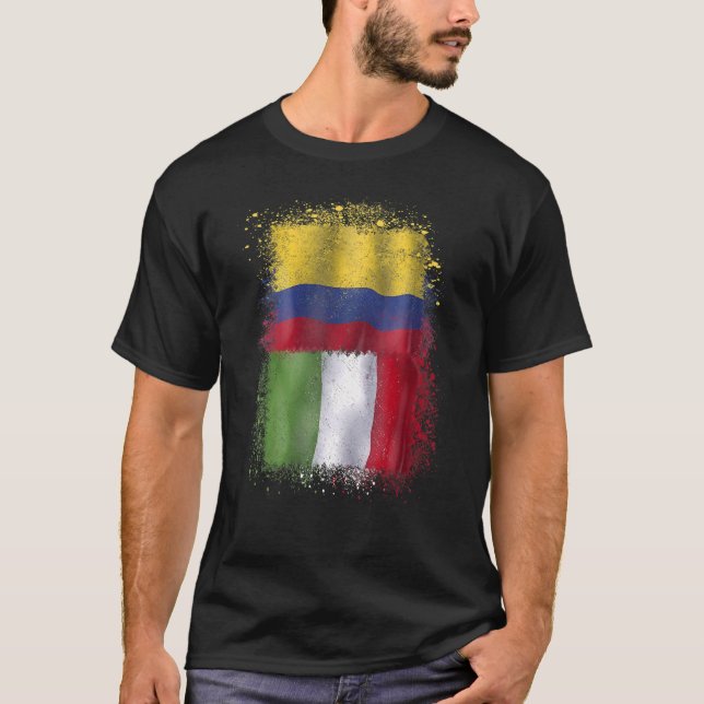 Italia Y Colombia Italian Colombian Love T-Shirt (Front)