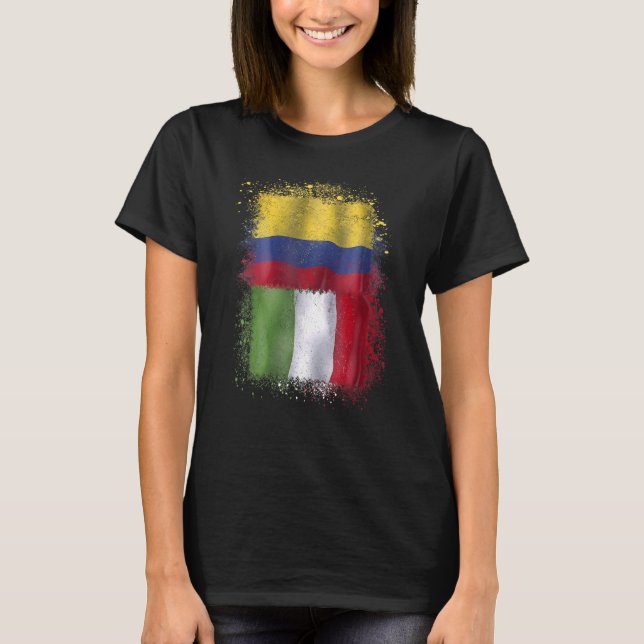 Italia Y Colombia Italian Colombian Love T-Shirt (Front)