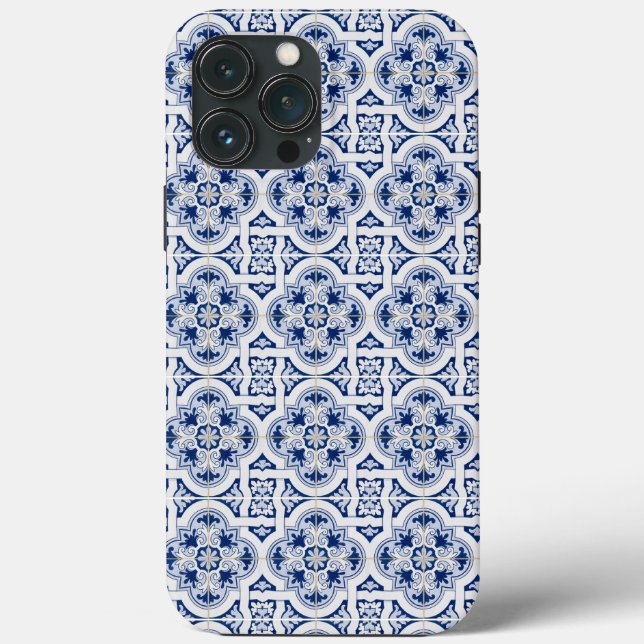 Italian Amalfi blue white tiles iPhone / iPad case (Back)
