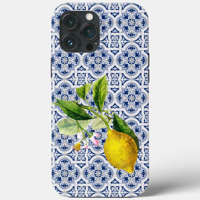 Italian Amalfi blue white tiles iPhone / iPad case (Back)