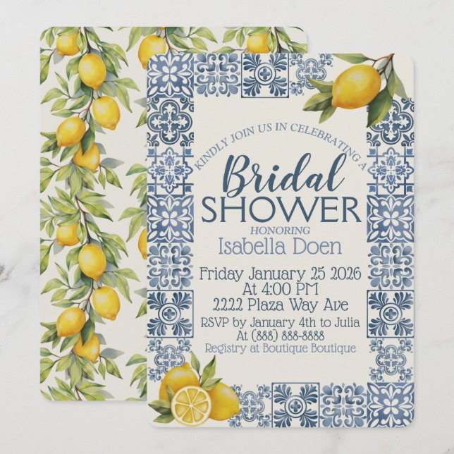 Italian Amalfi Coast Themed Custom Bridal Shower Holiday Card (Front/Back)