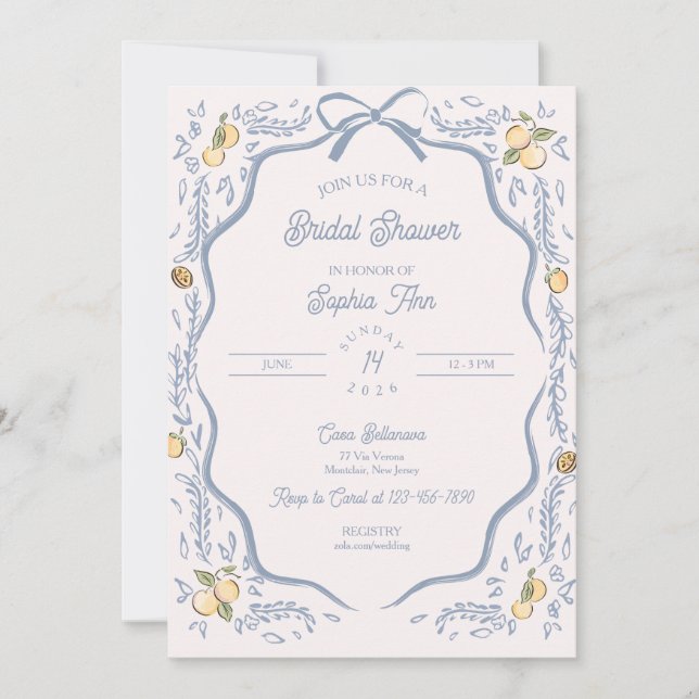 Italian Amalfi Coastal Bridal Shower Invitation (Front)