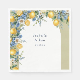 Italian Amalfi Lemon Arch Personalized Wedding Napkin