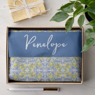 Italian Amalfi Lemon Blue Mediterranean Tile Tissue Paper