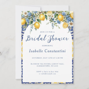 Italian Amalfi Lemons Blue Yellow Invitation