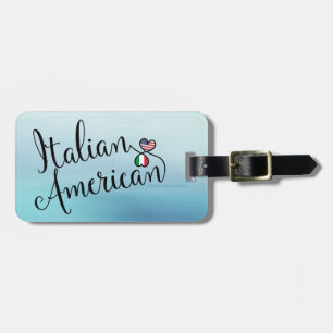 Italian American Entwined Hearts Luggage Tag