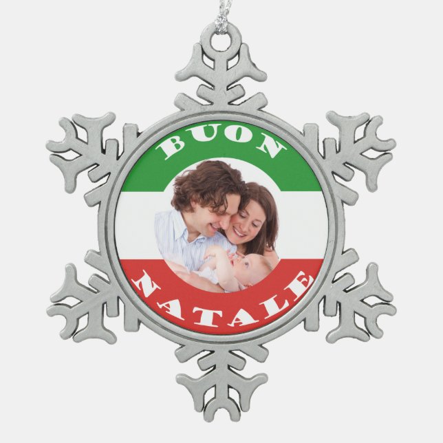 Italian-American Family Photo Christmas Ornament (Front)