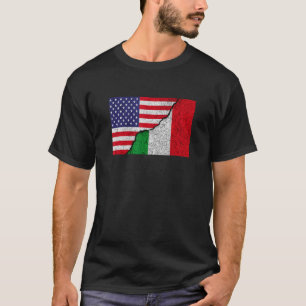 Italian American Flag For Half America Italy Roots T-Shirt