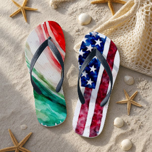 Italian American Flag gift for women man Jandals