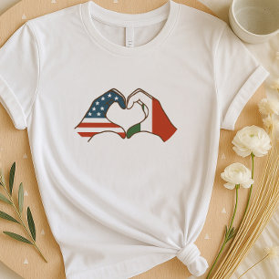 Italian American Heart Shirt   Two Flags Hand