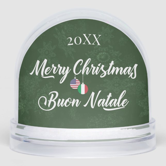 Italian American Merry Christmas Buon Natale Snowglobe (Front)