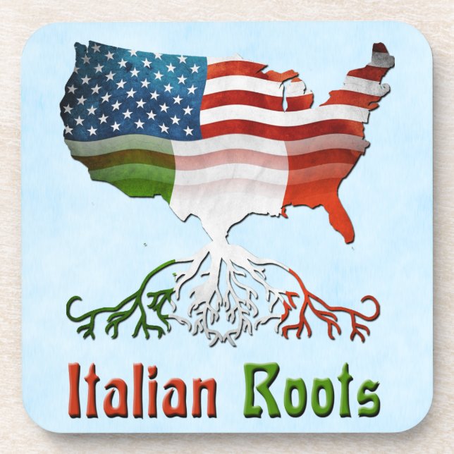 Italian American Roots Cork Coaster Set (Front)