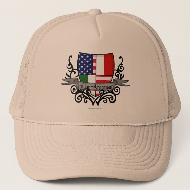 Italian-American Shield Flag Trucker Hat (Front)