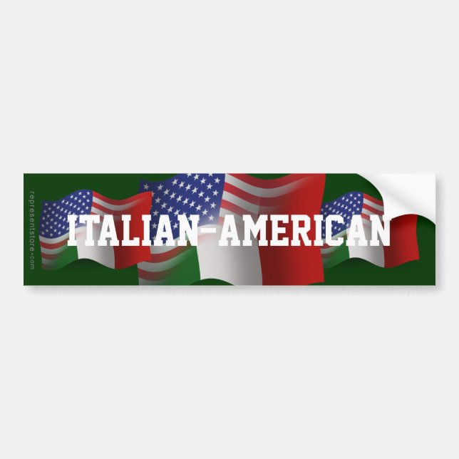 Italian-American Waving Flag Bumper Sticker (Front)