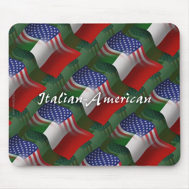 Italian-American Waving Flag Mouse Pad (Front)
