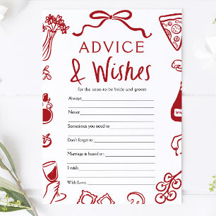 Italian Amore Advice and Wishes Bridal Shower Game Invitation
