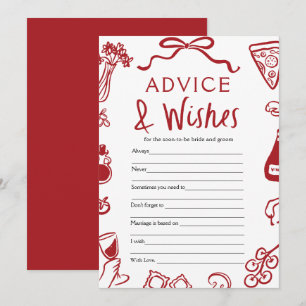 Italian Amore Advice and Wishes Bridal Shower Game Invitation