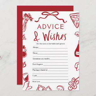 Italian Amore Advice and Wishes Bridal Shower Game Invitation