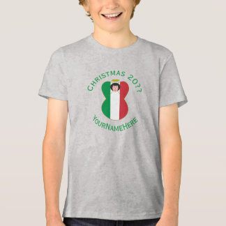 Italian Angel Christmas Flag Personalised Boy's Tri-Blend Shirt