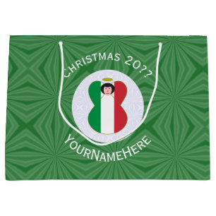 Italian Angel Christmas Flag Personalised Large Gift Bag