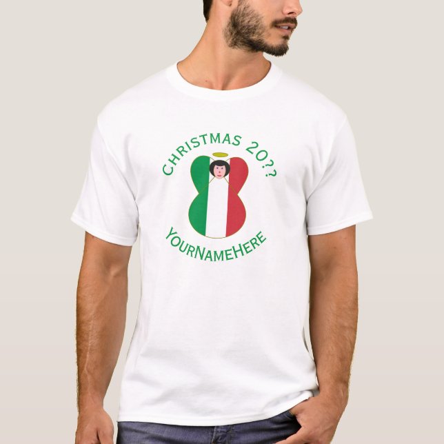 Italian Angel Christmas Flag Personalised Men's  T-Shirt (Front)