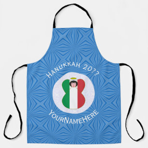 Italian Angel Hanukkah Flag Personalised Large Apron