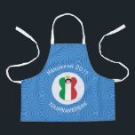 Italian Angel Hanukkah Flag Personalised Small Apron<br><div class="desc">An angel wears the flag of Italy on this small all-over printed apron for holiday or Hanukkah. The Italian Hanukkah angel is found inside a white,  fractal circle of squiggly squares. The background is blue squiggly squares. Add your own text or personalise with a name and the year.</div>
