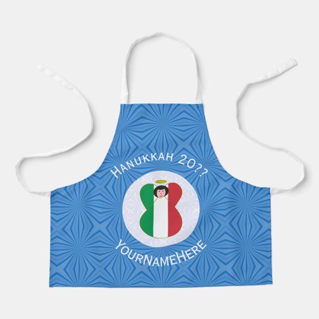 Italian Angel Hanukkah Flag Personalised Small Apron (Front)