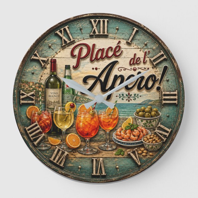Italian Aperitivo Spritz Cocktail Kitchen Large Clock (Front)