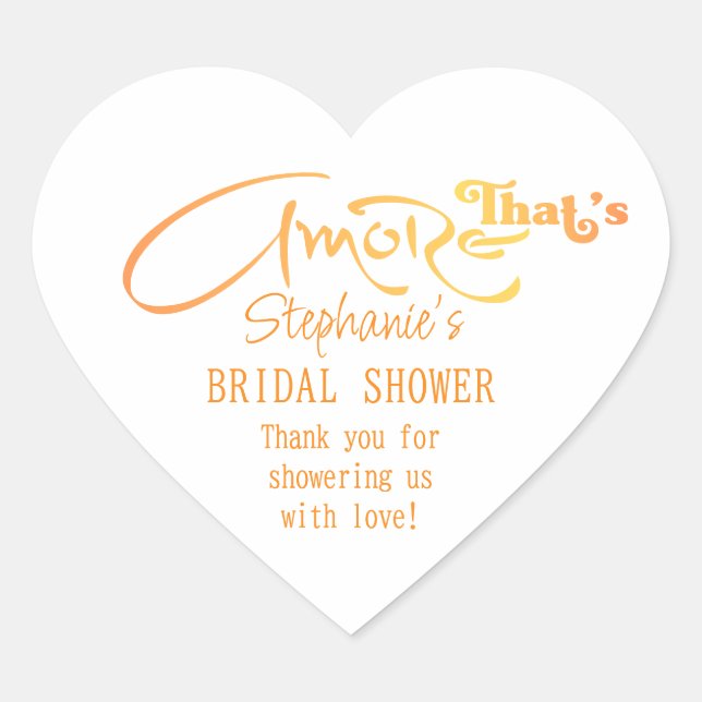 Italian Aperol Cocktail That's Amore Bridal Shower Heart Sticker (Front)