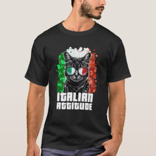Italian Attitude Cat Sunglasses Italy Flag Italia T-Shirt