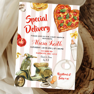 italian baby shower pizza special delivery invitation