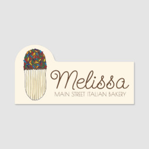 Italian Bakery Butter Cookie Chocolate Sprinkles Name Tag