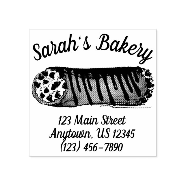 Italian Bakery Cannoli Pastry Dessert Food Address Rubber Stamp (Imprint)