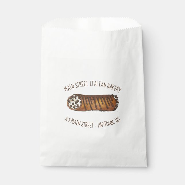 Italian Bakery Chocolate Chip Cannoli Pastry Favour Bags (Front)