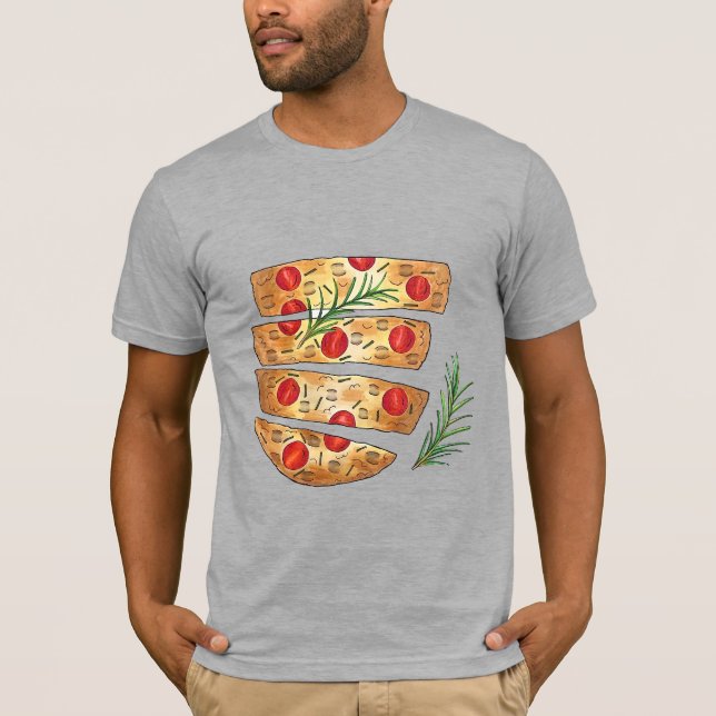 Italian Bakery Focaccia Olive Oil Bread Tomatoes T-Shirt (Front)